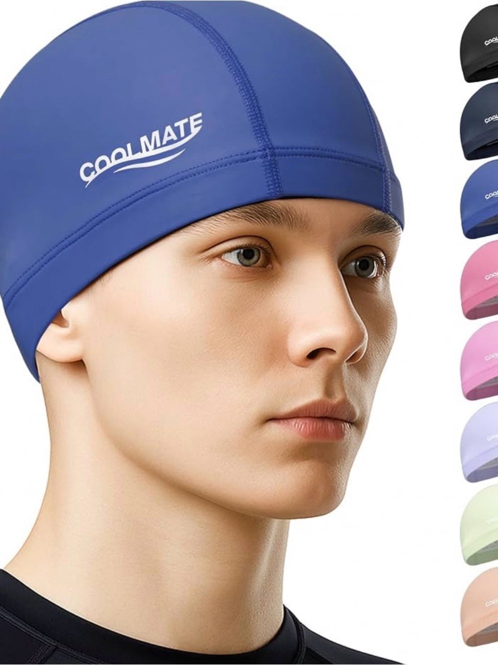 Coolmate unisex Blue Swim Cap — Lightweight Performance Fit